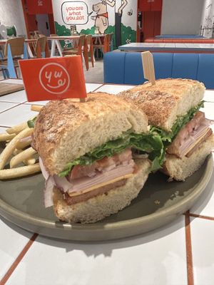 Sandwich was excellent.   Was gonna save half for lunch the next day.   Nope.  I ate it!   And I brought some vegan spam home from their retail section!  at You Are What You Eat in Seoul