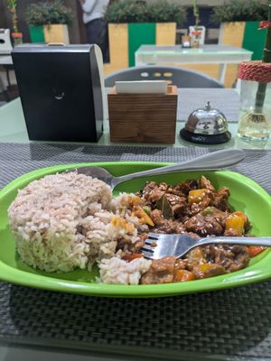 Humba rice dish at Greens Vegan Hub in Cebu