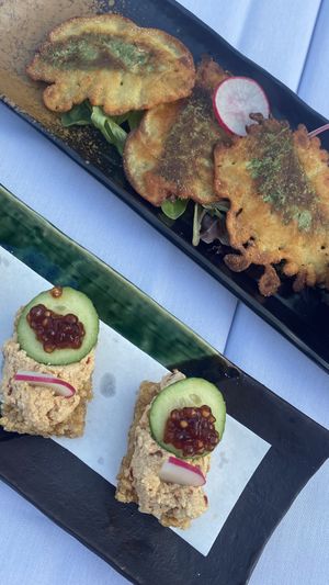 Shiso gyoza & spicy “tuna” on crispy rice  at Shojin - Culver City in Culver City