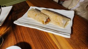 crab cake hand roll. very good at Shojin - Culver City in Culver City