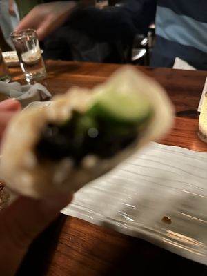 Inside the hijiki handroll.   Very seaweeedy.. just the way I like it!  at Shojin - Culver City in Culver City