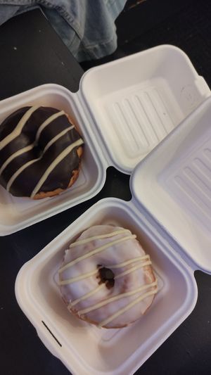 Choc orange and lemon drop vegan donuts at Kilted Donut in Edinburgh