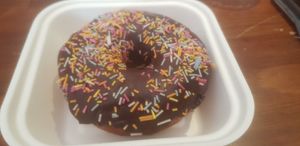Chocolate sprinkles donut at Kilted Donut in Edinburgh