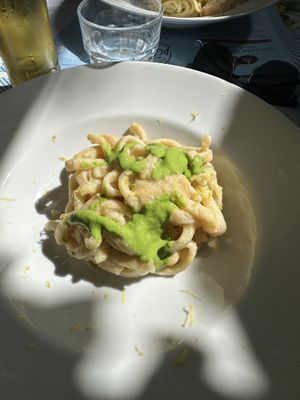 The chickpea/lemon pasta, also came with warm bread.  at Pineta 1903 in Maiori