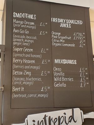 Smoothies are vegan at Intrepid Bakers - Tufnell Park  in North West London
