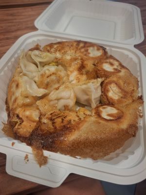 Fried vegan dumplings at Dumpling Shop in Montreal