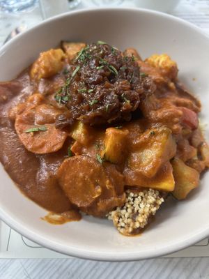 Vegetable curry bowl with chutney  at Jack's Wife Freda - Soho in New York City
