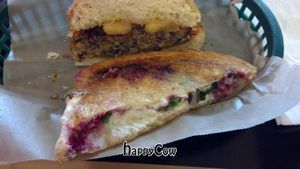 Blueberry Melt (vegan) & Sweet Hearth Burger (vegan). at Toasted in Winter Park