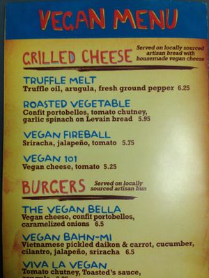 Toasted's Vegan Menu - Part 1 at Toasted in Winter Park