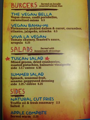 Toasted's Vegan Menu - Part 2 at Toasted in Winter Park