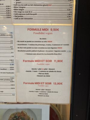 menu formulas  at La Maison des Nems in Toulouse