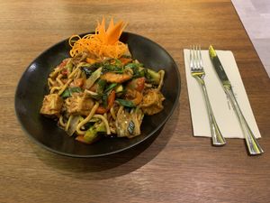 Udon noodles with extra tofu  at minmin in Stuttgart