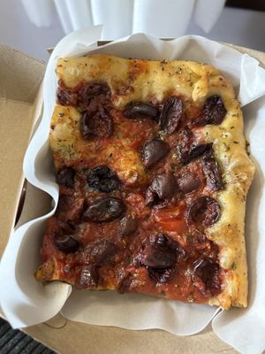 Focaccia with tomato and Kalamata olives.      at Daniel's Focacceria in San Sebastian
