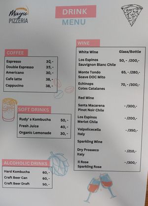 Drink Menu at Mayse Pizzeria in Kowloon