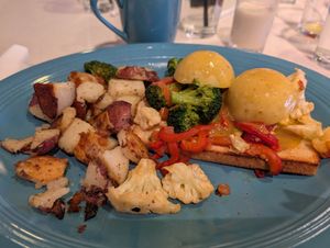 Vegan Delight eggs Benny with broccoli and cauliflower at House of Benny's in Poland