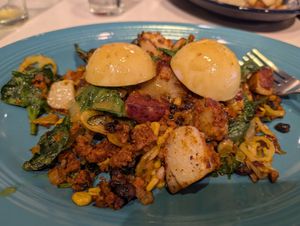 Mexican eggs Benny with plant-based chorizo at House of Benny's in Poland