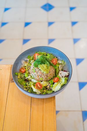 Quinoa and lentils salad at Cafeteria Kasa Hanaka in Barcelona