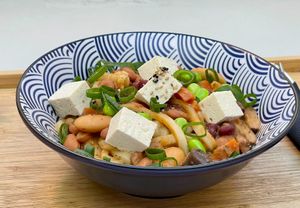 White bean with Tofu Udon (Availble till Apr 2024) at Cafeteria Kasa Hanaka in Barcelona