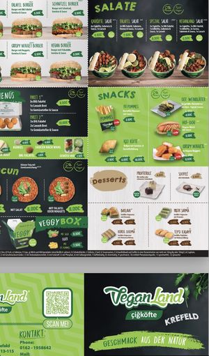 Speisekarte  at Veganland in Krefeld