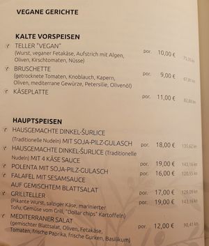 Vegan menu  at Olive Garden - Ulika Maslinik in Krk