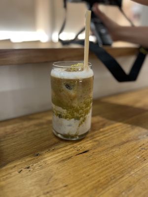 Ice pistachio latte  at Philosopheat in Barcelona