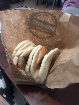 Extra pitta breads at Operation Falafel  in Abu Dhabi
