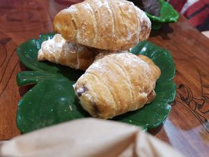 Chocolate croissants at FANTASY Vegan Food in Barcelona