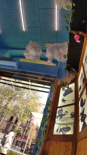 Clouds in the ceiling  at FANTASY Vegan Food in Barcelona