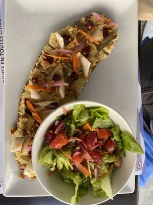 Hummus with salad   at Le-Bis-Troquet in Carcassonne