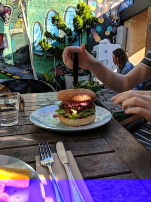 normal veggie burger at East St Cafe and Bar in Nelson