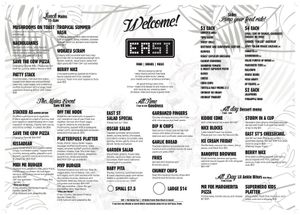 Menu ~ April 2018 at East St Cafe and Bar in Nelson