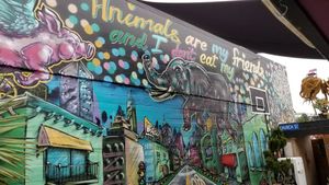 Animals are our friends ~ Cool Courtyard Art at East St Cafe and Bar in Nelson