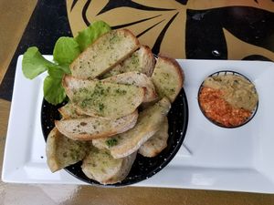 Great Garlic bread & dips! at East St Cafe and Bar in Nelson