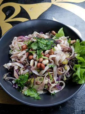 Large Warm noodle salad ~ A great dish ~ Lots of ginger & really tasty. at East St Cafe and Bar in Nelson