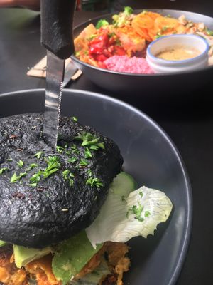 Burger Queen Option 1 with Chicken at East St Cafe and Bar in Nelson