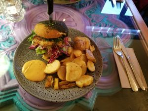 Tandoori Sunfed Chick'n Burger & Chunks at East St Cafe and Bar in Nelson