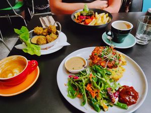 From December - falafel balls, Patty stack and something else (might be the mash?) at East St Cafe and Bar in Nelson