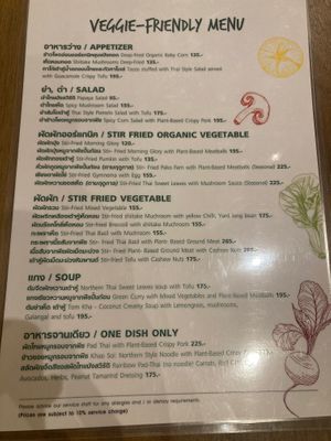 Veggie menu at Ginger Farm Kitchen in Pattaya