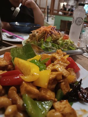 Fried vegetables and tofu  at Ginger Farm Kitchen in Pattaya