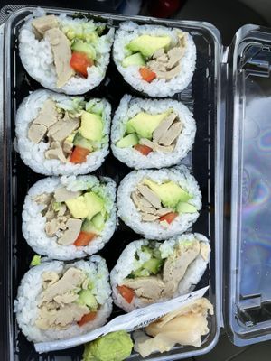 Vegan jumbo avo w/ veg chicken  at St Pierre's Sushi in New Plymouth