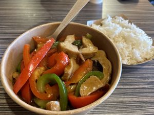 Spicy Lemongrass chicken    at Nam Vegan Express in Burnaby