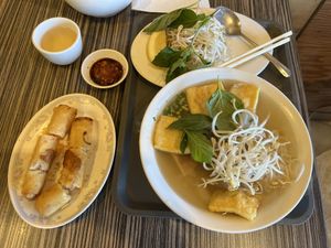 Combo #2 spring rolls and vegan pho   at Nam Vegan Express in Burnaby