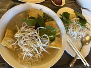 Vegan pho (the soup looks not too cloudy but tastes good) 👍   at Nam Vegan Express in Burnaby