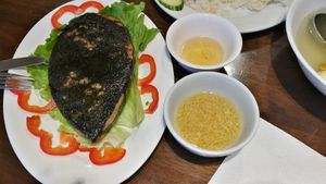 Fried "fish" at Nam Vegan Express in Burnaby