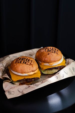 cheeseburgers at Nein Buck in Playa Del Carmen