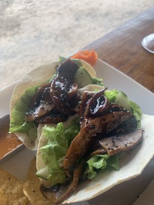 Mushroom tacos   at Puerto Pirata in Puerto Viejo De Talamanca
