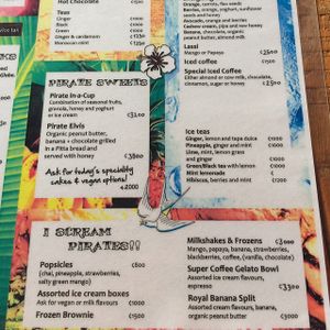 menu at Puerto Pirata in Puerto Viejo De Talamanca