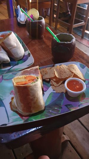 Veggie Burrito at Puerto Pirata in Puerto Viejo De Talamanca