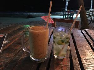 mojito and HUGE smoothie  at Puerto Pirata in Puerto Viejo De Talamanca