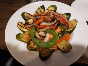 Grilled Vegetable Pasta without cheese at The House of Pita in Murphys